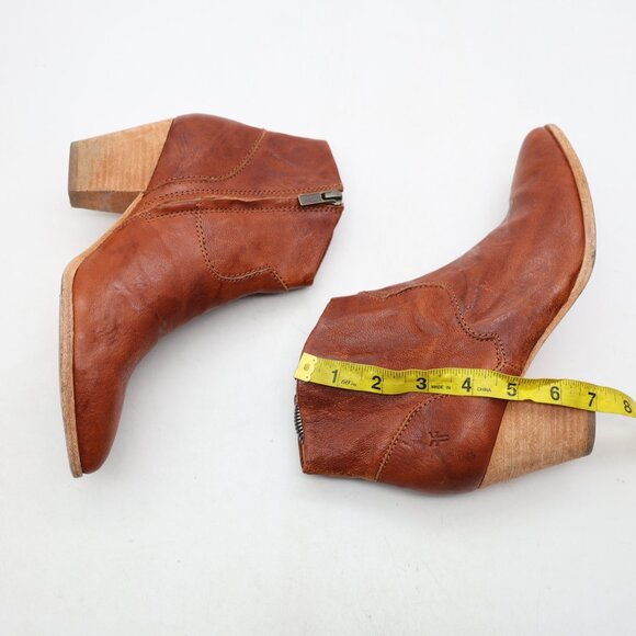 FRYE Reina Ankle Bootie Women's 6 M Cognac Leather Western Cowboy Pointed Toe - Picture 6 of 10